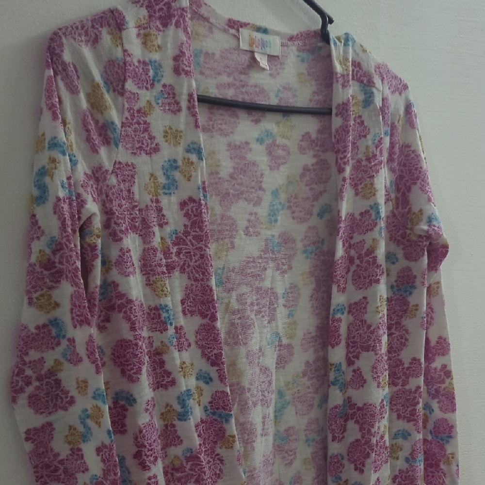 LuLaRoe Pink and Blue Floral Cardigan